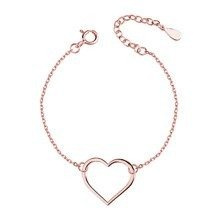 Srebrna pr.925 bransoletka serce, różowe złoto