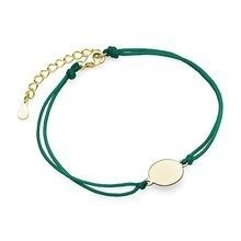 Bransoletka pozłacana na zielonym sznurku z kółeczkiem
