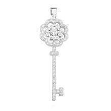 Srebrna zawieszka pr.925 kluczyk z cyrkoniami