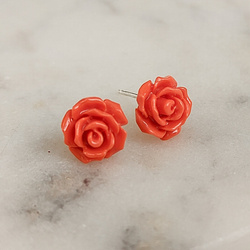 Kolczyki srebrne duże łososiowe różyczki