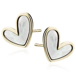 Srebrne pozłacane kolczyki pr.925 z masą perłową - serce