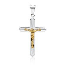 Srebrny (pr.925) krzyżyk diamentowany, złocony