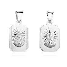 Srebrny medalik Jezus / Matka Boska Szkaplerzna