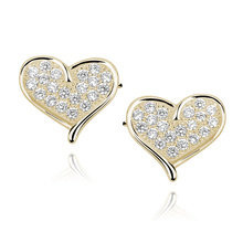Srebrne pozłacane kolczyki pr. 925 serduszka z cyrkoniami