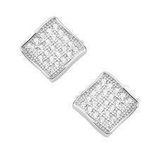 Kolczyki srebrne sztyfty romby z cyrkoniami