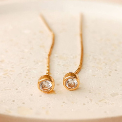 Kolczyki pozłacane przeciągane wiszące kółeczka z cyrkoniami