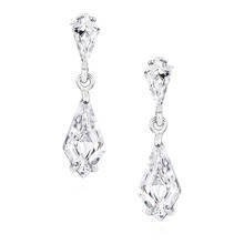 Kolczyki srebrne ślubne małe wiszące z białymi cyrkoniami