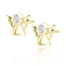 Srebrne pozłacane pr.925 kolczyki aniołki z białą cyrkonią