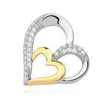 Zawieszka srebrna podwójne serce pozłacane z cyrkoniami dla mamy