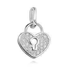 Zawieszka srebrna serce kłódka z cyrkoniami