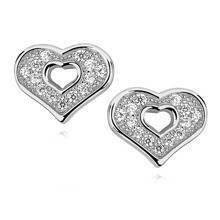 Srebrne kolczyki pr. 925 serduszka z cyrkoniami