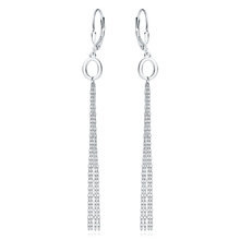 Kolczyki srebrne wiszące z kółkiem i łańcuszkami