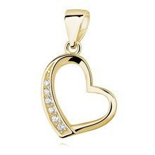 Zawieszka pozłacana asymetryczne serce z cyrkoniami na jednym boku