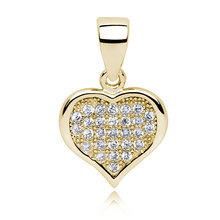 Srebrna pozłacana zawieszka pr.925 serce wypełnione cyrkoniami