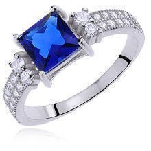 Srebrny pierścionek pr.925 cyrkonia biała i szafirowa