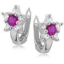 Srebrne kolczyki pr.925 cyrkonia biała i różowa kwiatek