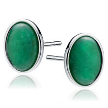 Srebrne kolczyki pr.925 z zielonym jadeitem