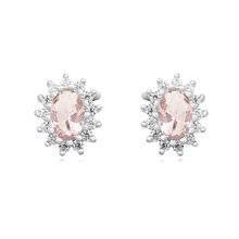 Srebrne kolczyki pr. 925 Cyrkonia różowa - karmazycja